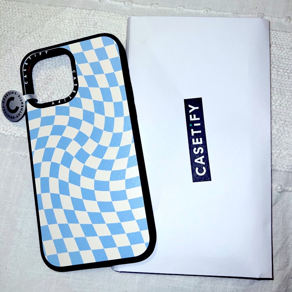Casetify Check II Baby Blue Twist iPhone 13 Pro Max Case
